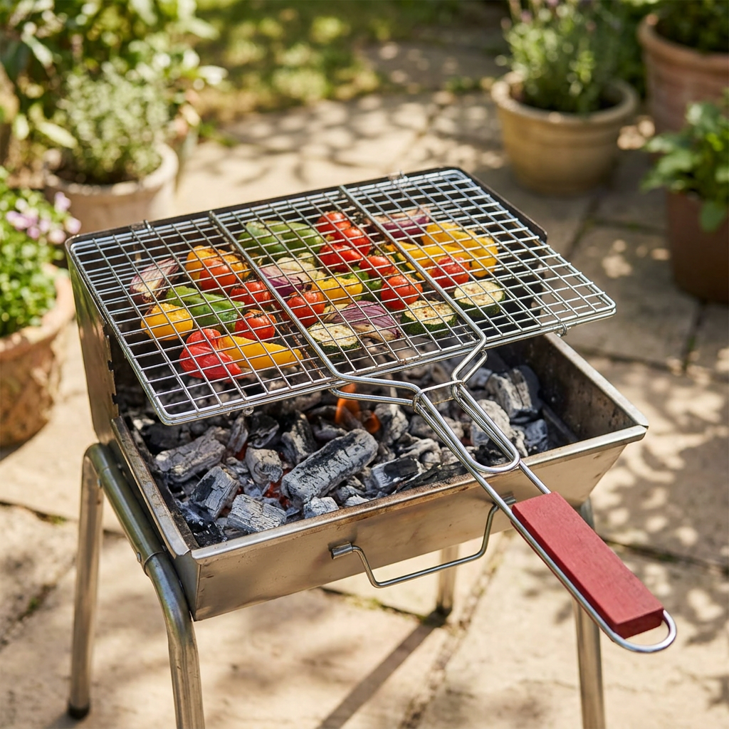 Metal BBQ Grilling Basket with Handle - 39×30cm