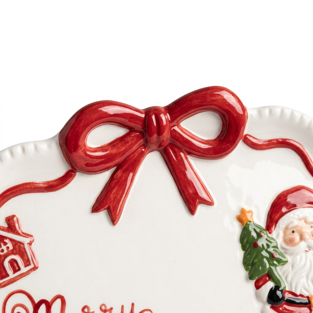 Ceramic Christmas Oval Candy Tray - 26×18cm