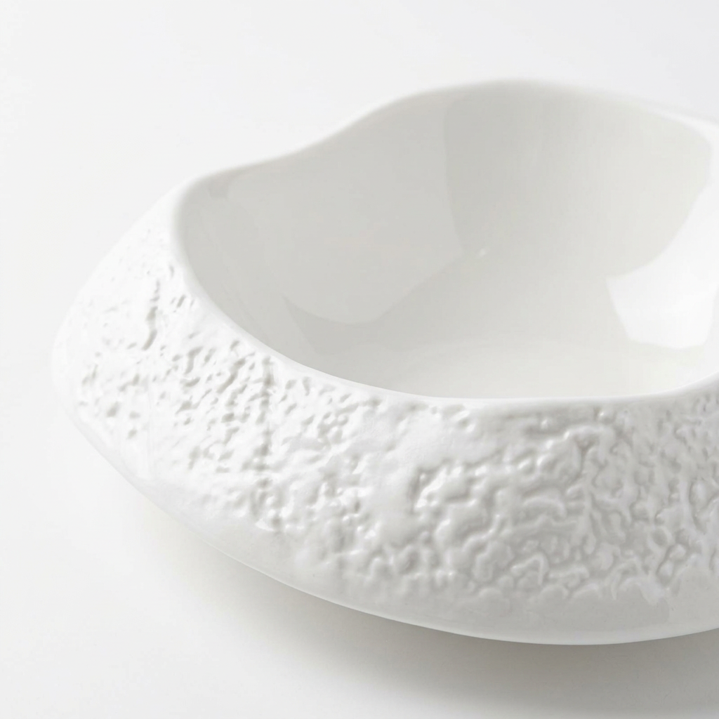 Textured Ceramic Bowl White – 12cm