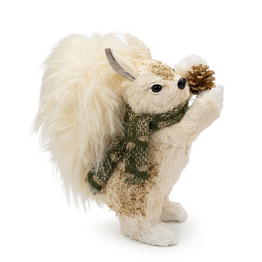 Rabbit Figurine with Green Scarf & Gold Accents – 21×13cm