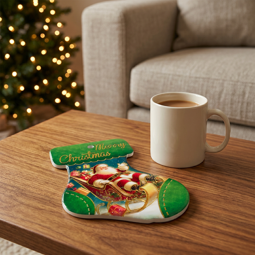 Ceramic-Coated Christmas Stocking Coaster - 24cm