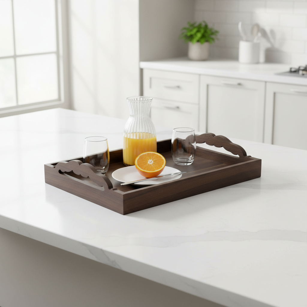 Luhpar Rectangular Wooden Tray Dark Brown - 50×35cm