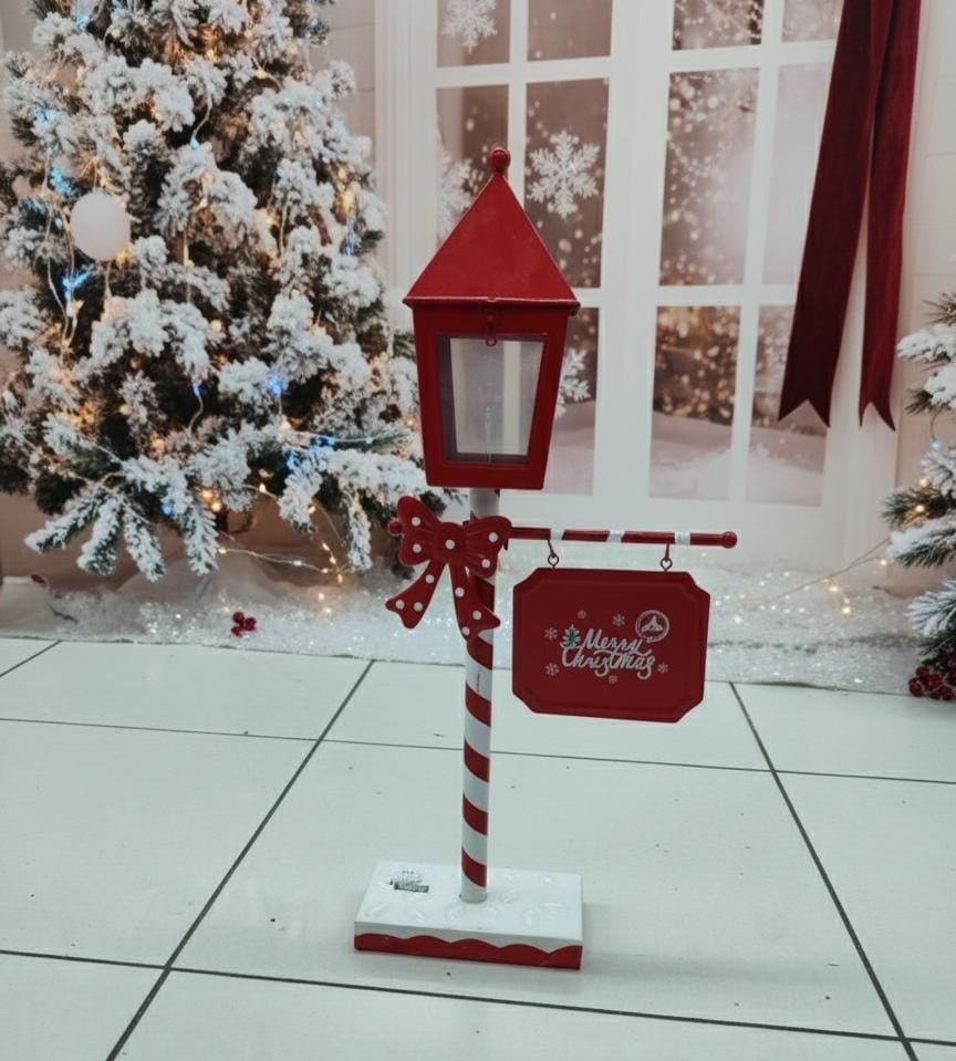 AKDC 55cm Red Christmas Lantern Décor | Festive Light with Merry Christmas Board Design