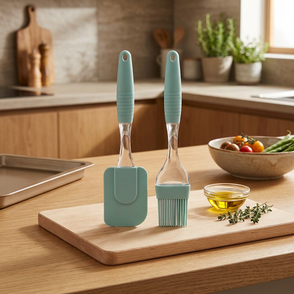 Yuniverse Silicone Spatula & Oil Brush Set Teal - 22×25cm