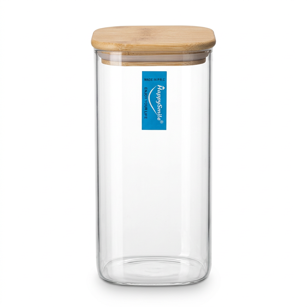 Happysmile Glass Jar with Bamboo Lid - 1 Litre