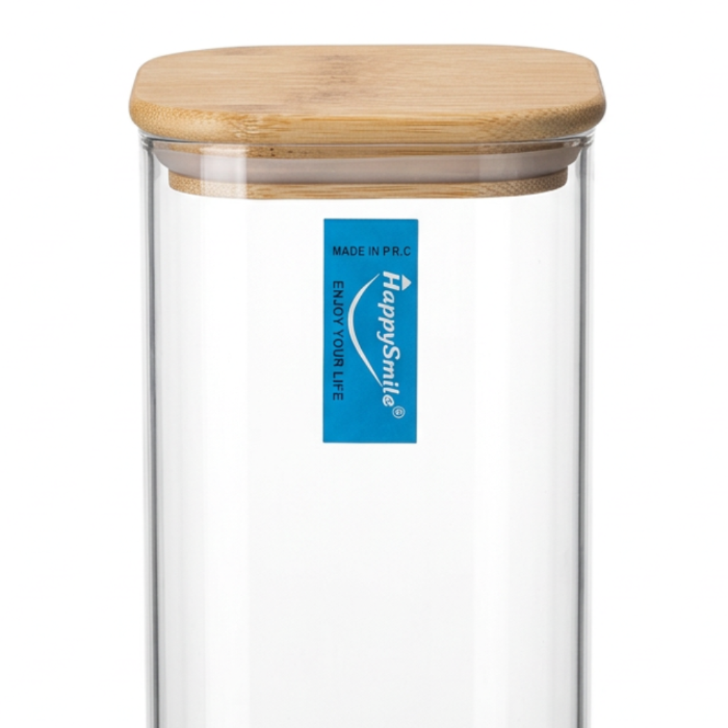 Happysmile Glass Jar with Bamboo Lid - 1 Litre
