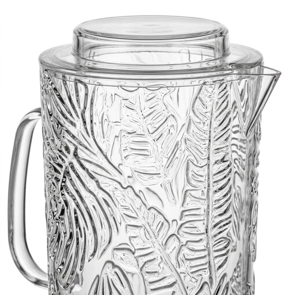 Acrylic Water Jug with Lid & Leaf Design – 2.5 Litres