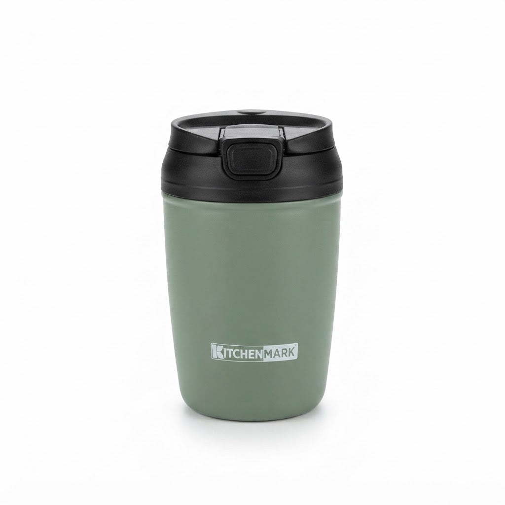 Kitchenmark Travel Mug - 350ml - Sage Green / Red