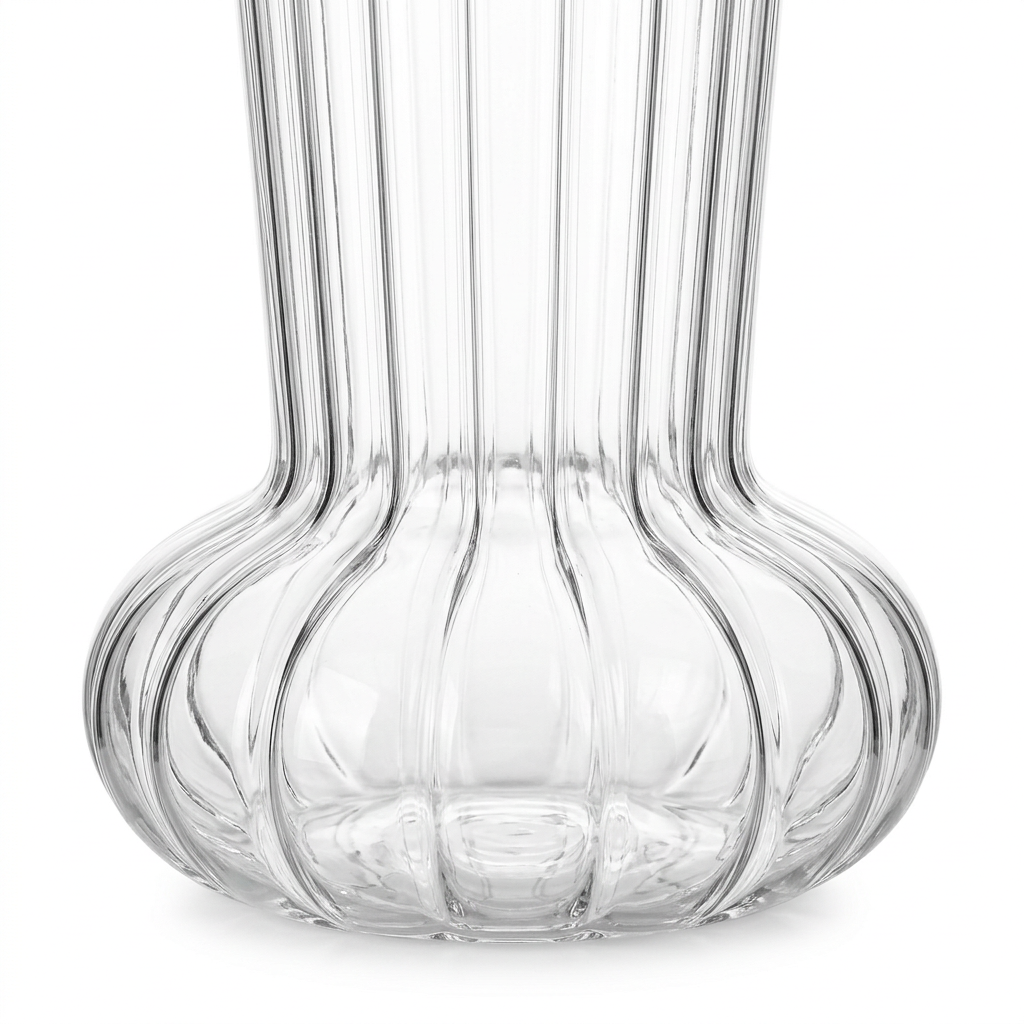 Ribbed Glass Bottle with Lid & Straw - 500ml