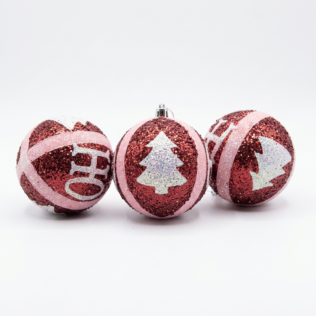 Plastic Christmas Décor Balls 3-Piece Set Red - 10cm