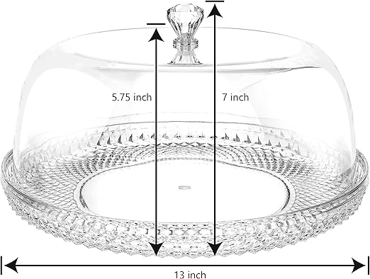 12 Inch Clear Food Grade Acrylic Diamond Pattern Cake Dessert Platter with Cloche Bell Cover - Al Kabayel Discount Centre12 Inch Clear Food Grade Acrylic Diamond Pattern Cake Dessert Platter with Cloche Bell CoverStylish ServewareAKDCAl Kabayel Discount Centre