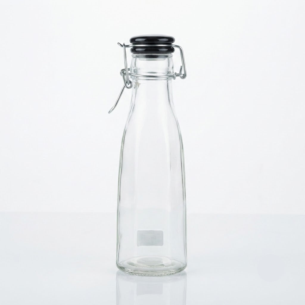 Glass Bottle With Swing-Top Clip Closure - 500ml - Light Blue / Light Green / Black
