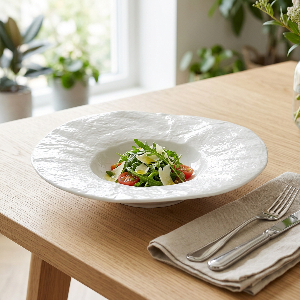 Textured Ceramic Bowl White - 23cm
