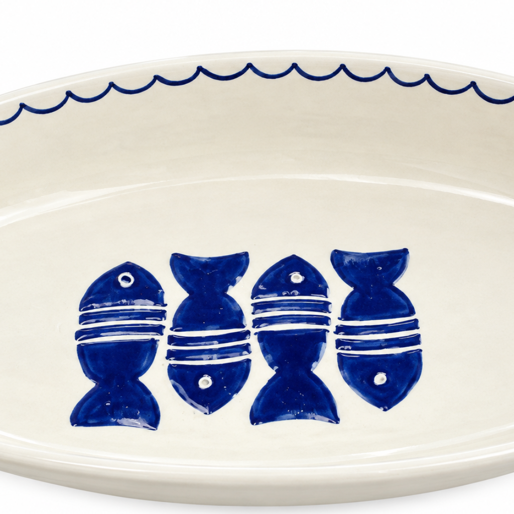 Slama Ceramic Oval Plate, Off White - 30×15cm