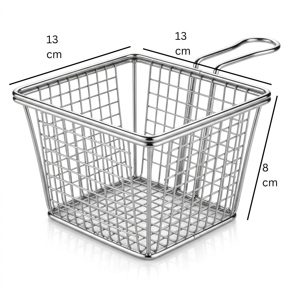 Yuniverse Mesh Fries Basket – Silver, 13 × 8 cm
