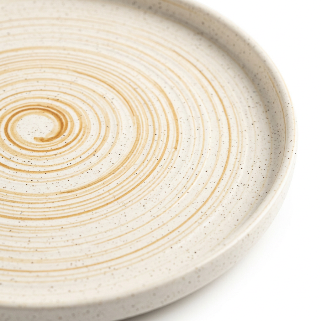 Ceramic Plate Cream & Beige - 20.5cm