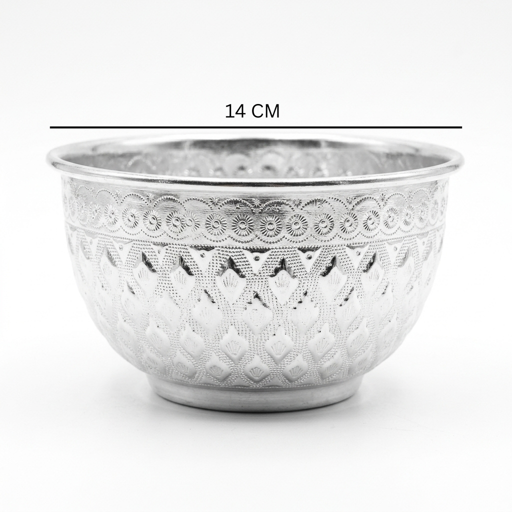 Diamonds Aluminium Mixing Bowl 14 cm – Silver Embossed Design