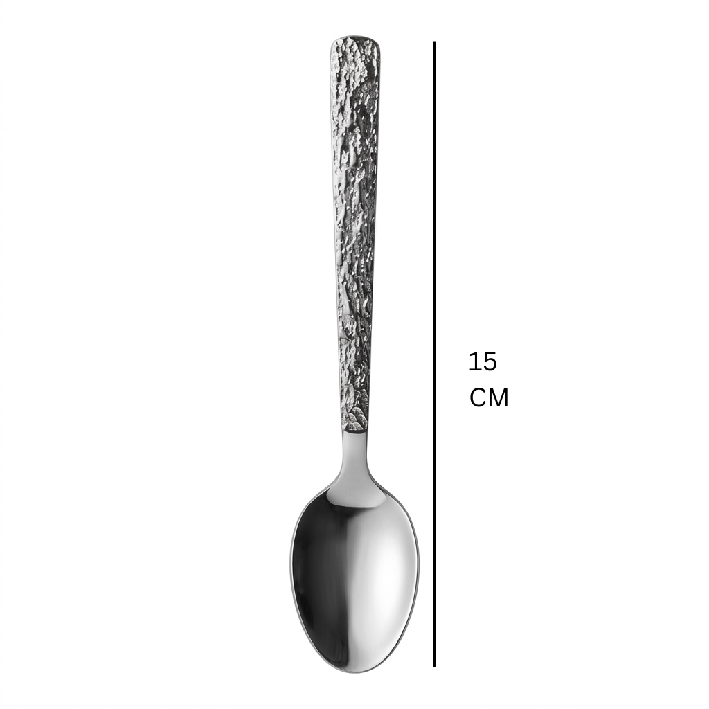 Stainless Steel Spoon Set of 6 - 15cm Silver Textured Handle