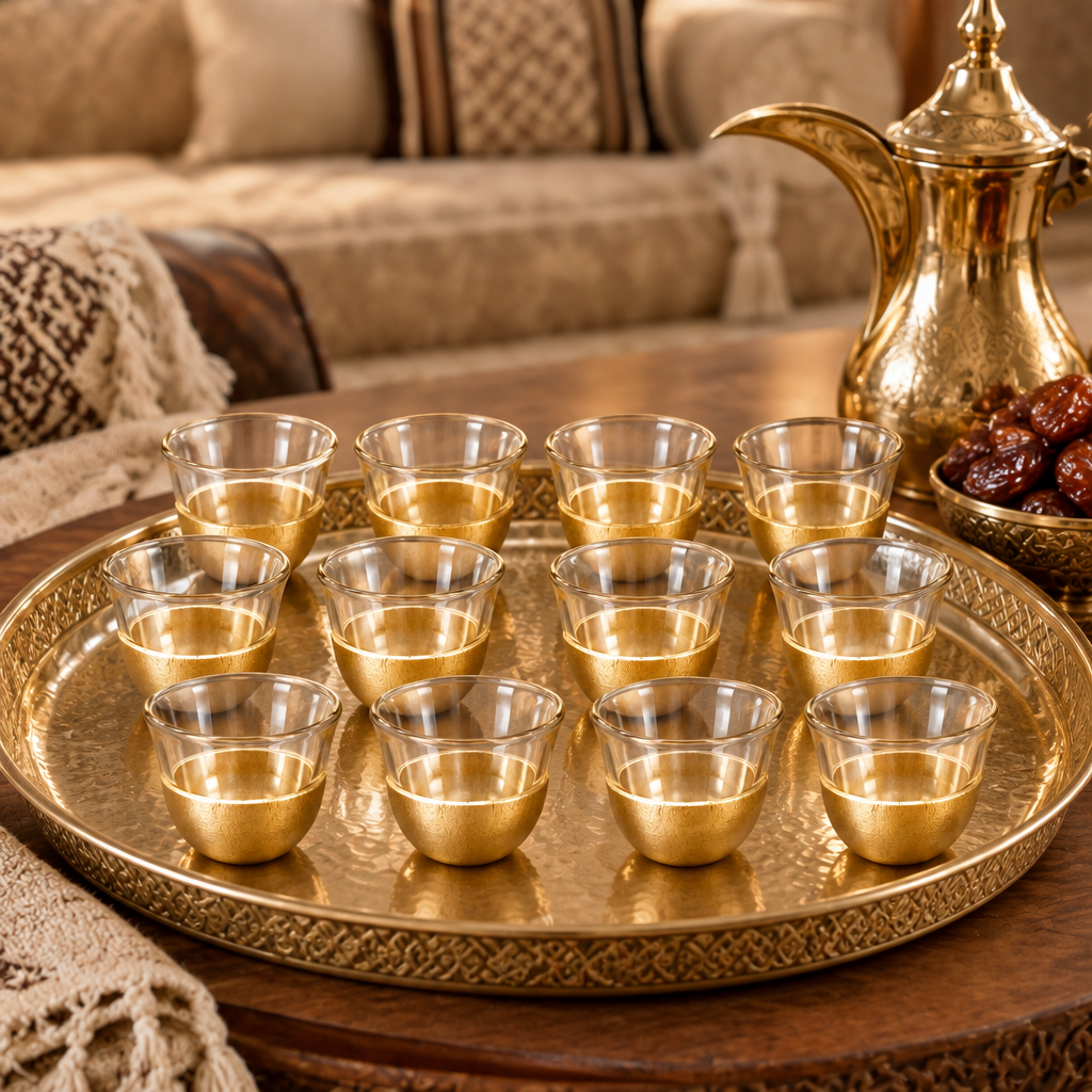 12-Piece Double Wall Glass Cawa Cup Set - 50ml