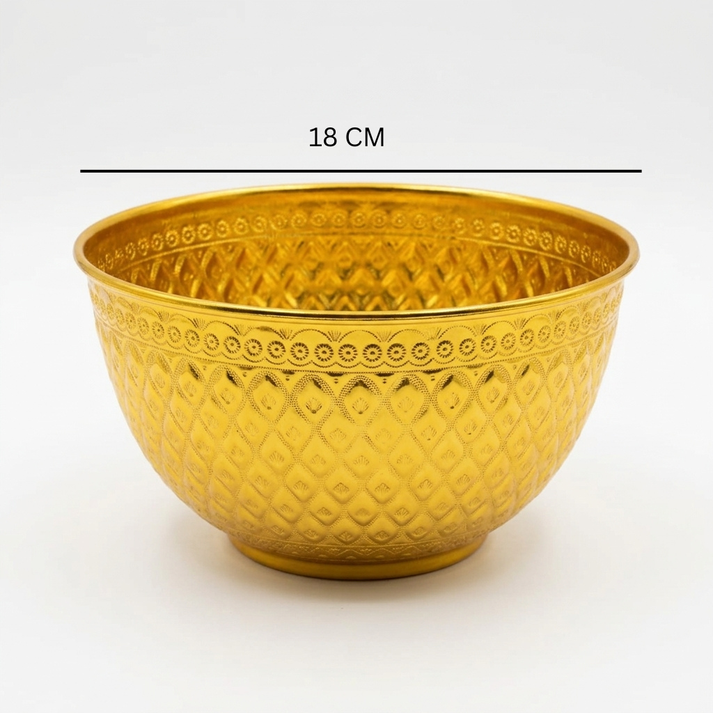 Diamonds Aluminium Mixing Bowl 18 cm – Gold Embossed Design