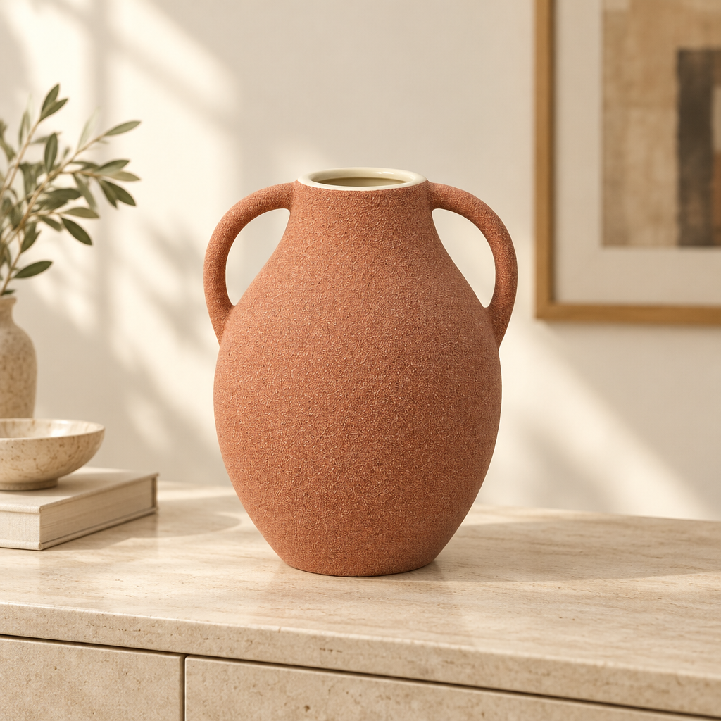 Ceramic Flower Vase with Twin Handles – 25cm