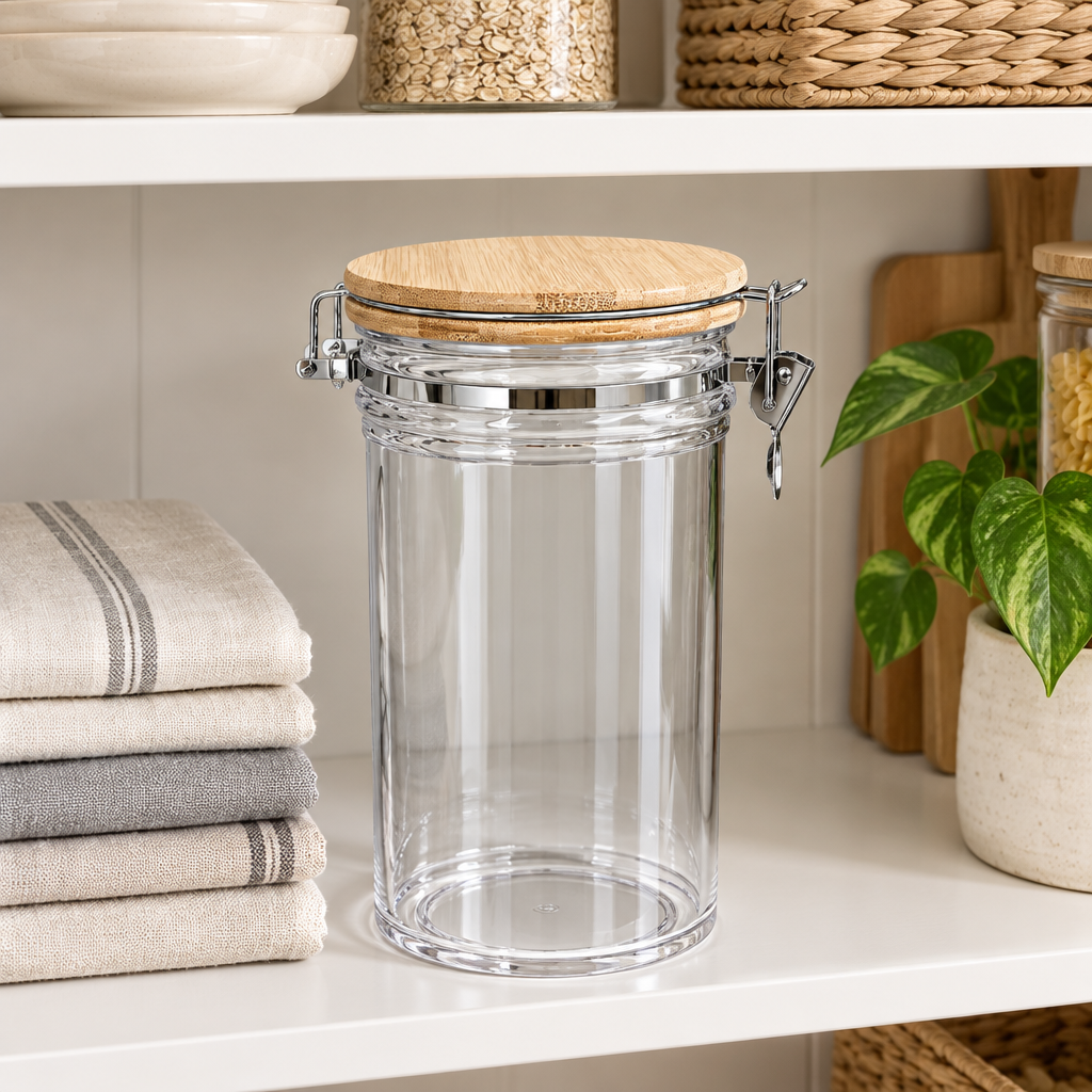 Acrylic Canister with Wooden Lid - 1 Litre