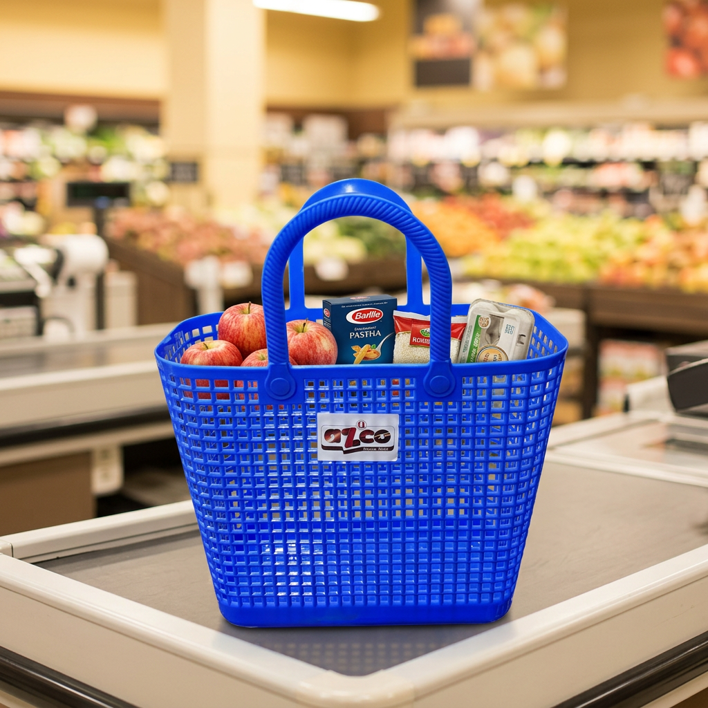 Azco Plastic Shopping Basket with Handles Blue - 33×17cm