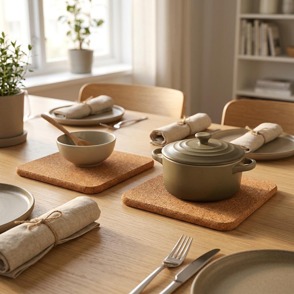 Square Cork Hotpot Holders 2-Piece Set - 19×19cm