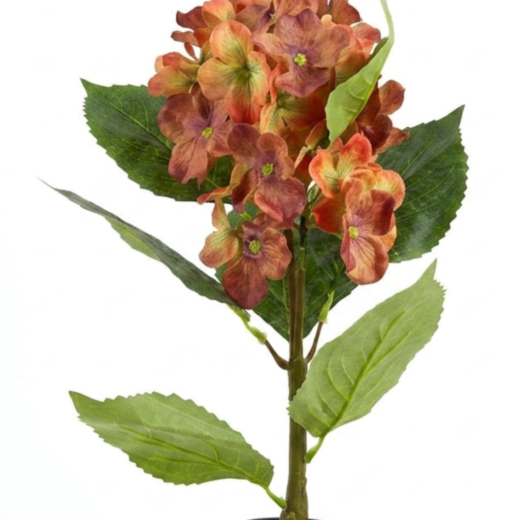 Orange & Rust Artificial Flower Plant with Black Plastic Pot - 45 cm