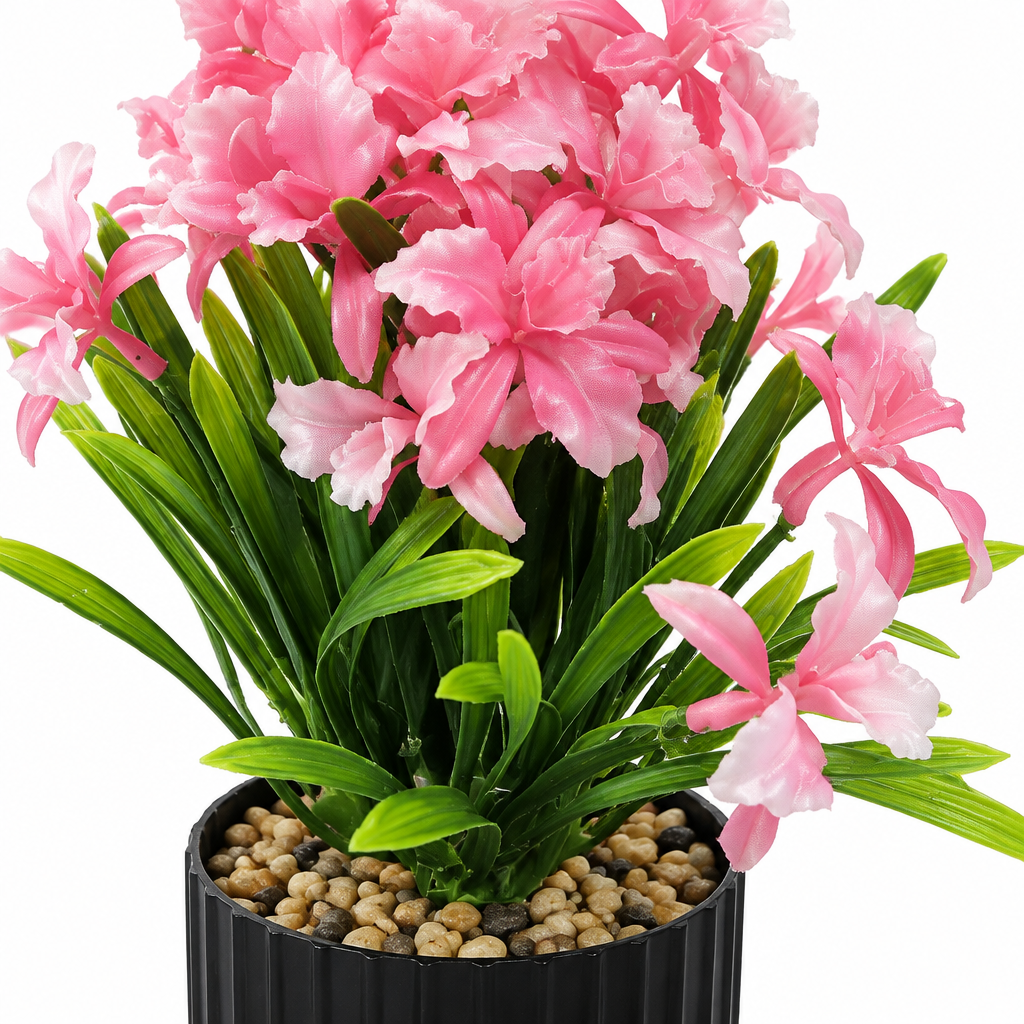 Zeem Artificial Flower Plant in Black Plastic Pot - 28cm