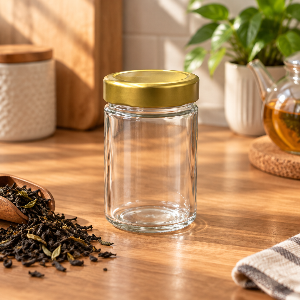 Nautilus Glass Jar with Gold Lid - 220ml