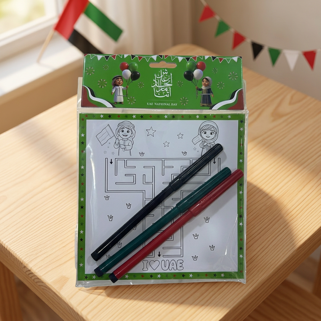 UAE National Day Colouring Book with 3 Sketch Pens - 15cm