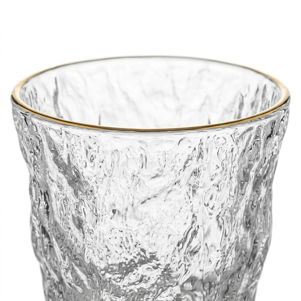 Textured Glass Tumbler with Gold Rim - 250ml