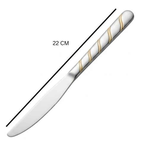 Stainless Steel Knife Set of 6 – 22cm Silver & Gold Accent