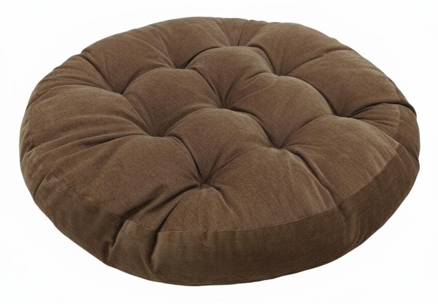 AKDC Extra-Large Round Polyester Floor Cushion – Light Brown Comfortable Floor Seating Cushion, 55×55×12 cm