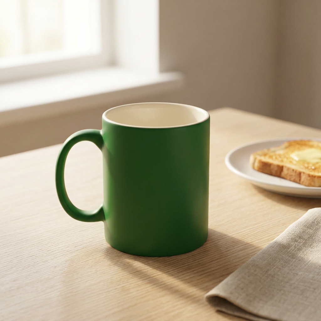 Ceramic Mug Green & White - 300ml