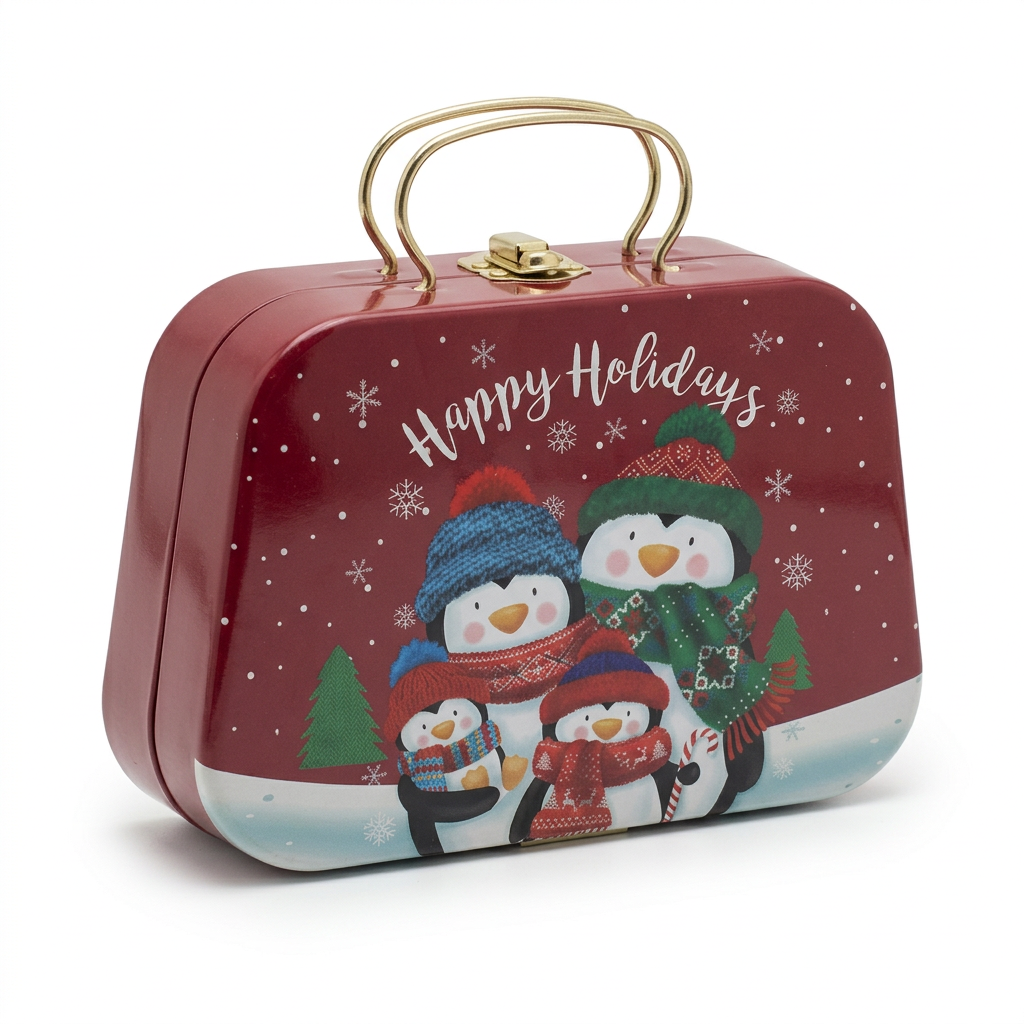 Metal Christmas Gift Box with Handle Red - 20×15cm