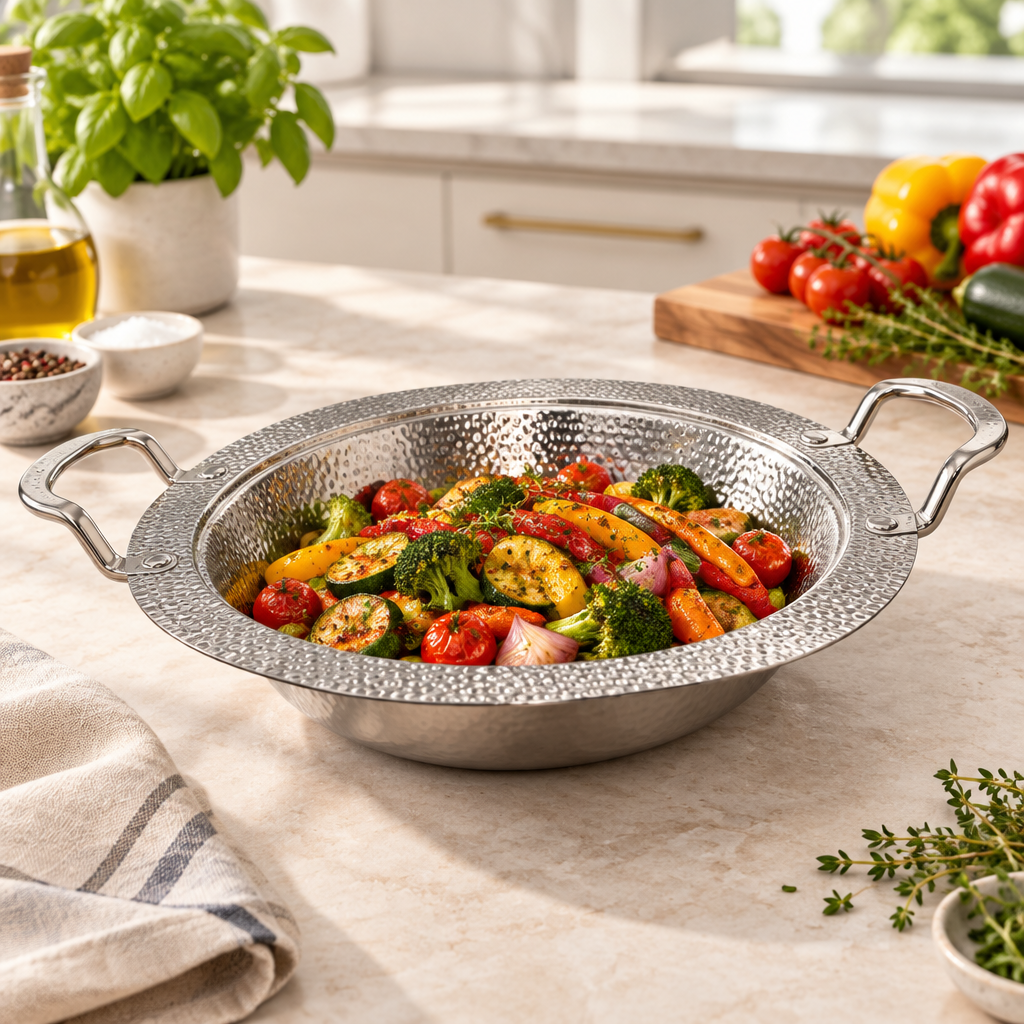 Stainless Steel Pan with Two Handles Silver - 24cm
