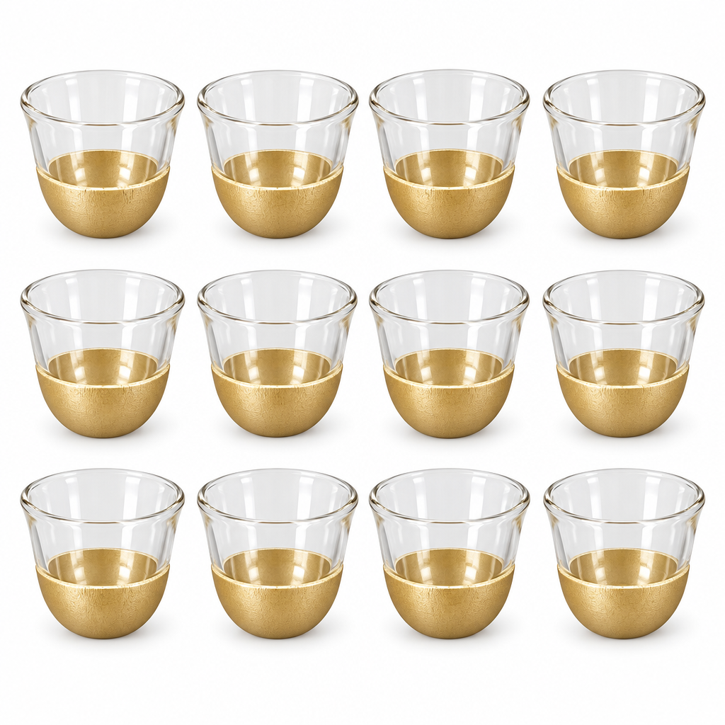 12-Piece Double Wall Glass Cawa Cup Set - 50ml