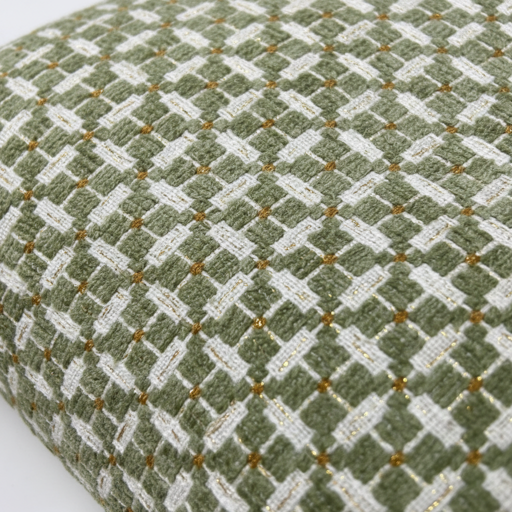 Woven Pattern Cushion Sage Green & Cream - 40cm