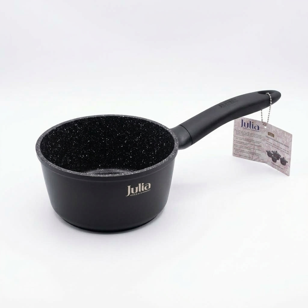 Julia Saucepan With Lid 16cm - Onxy Black - Durable Die-Cast Aluminum - Non-Stick