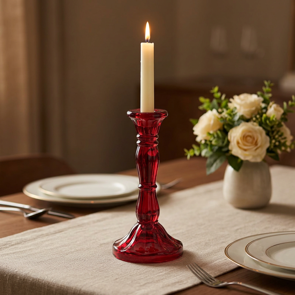 Crystal Candle Holder Red – 20cm