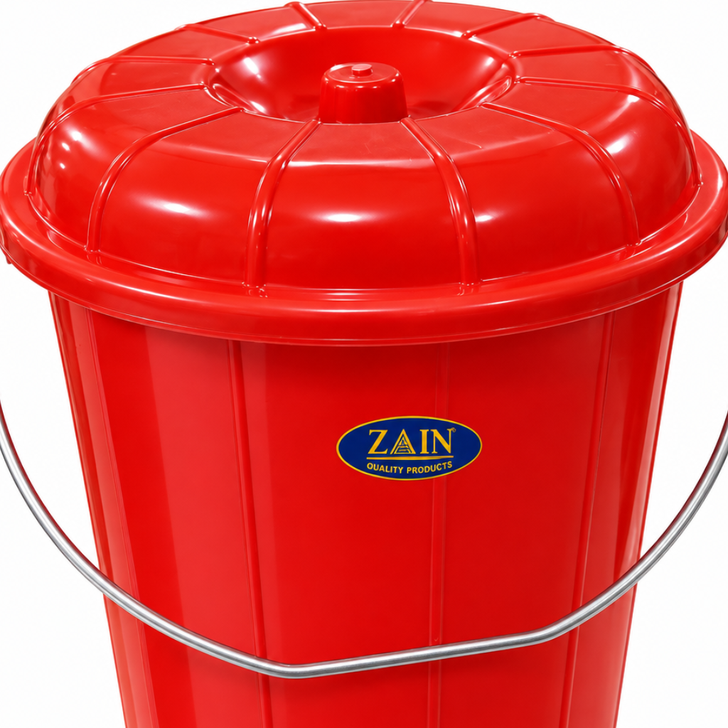 Zain Plastic Bucket with Lid Red – 3 Litres