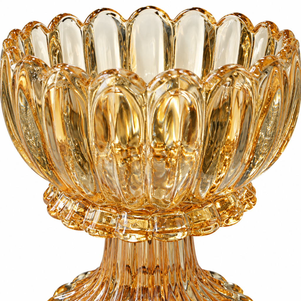 Glass Footed Candy Bowl with Scalloped Rim – 12×10cm