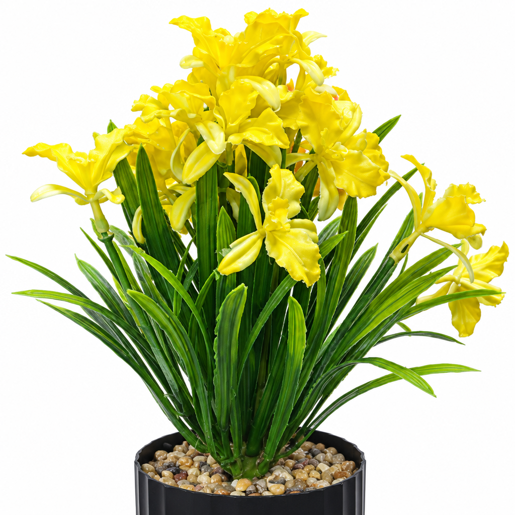 Zeem Artificial Flower Plant in Black Plastic Pot - 28cm