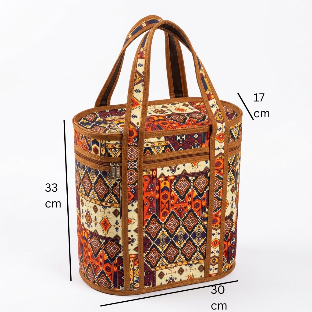 Zip-Up Carry Bag with Twin Handles – Geometric Print, 30 × 17 × 33 cm