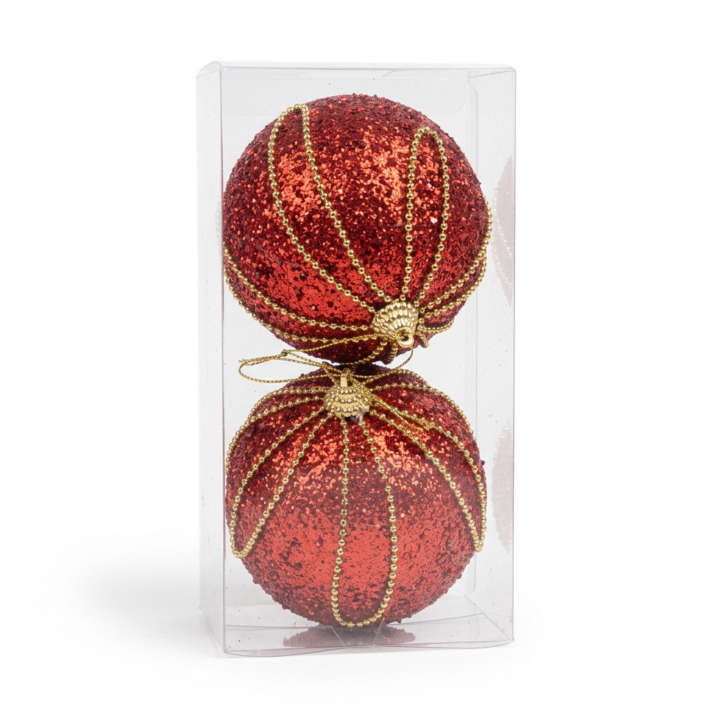 Plastic Christmas Décor Balls 2-Piece Set Red - 10cm