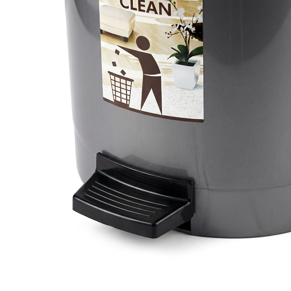 Lionstar Plastic Pedal Dustbin Grey - 5 Litres