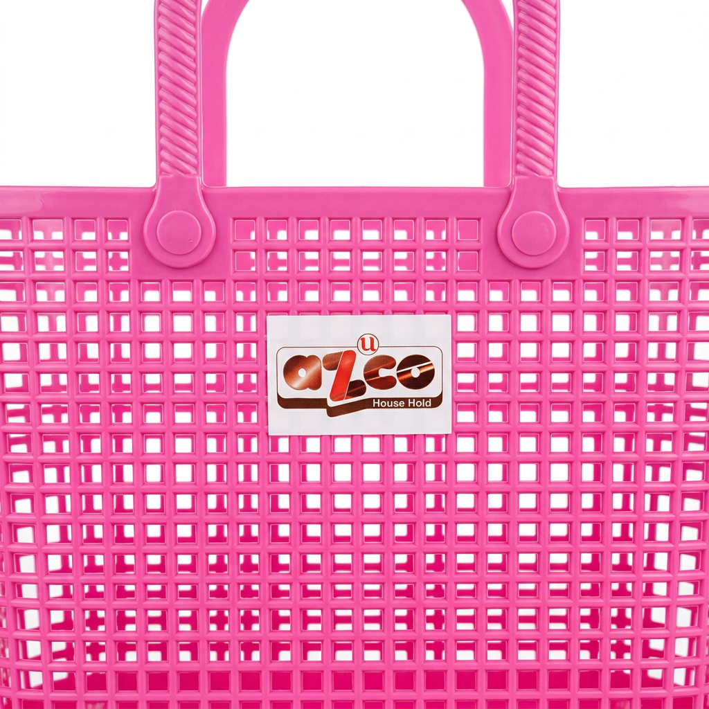 Azco Plastic Shopping Basket with Handles Pink – 33×17cm