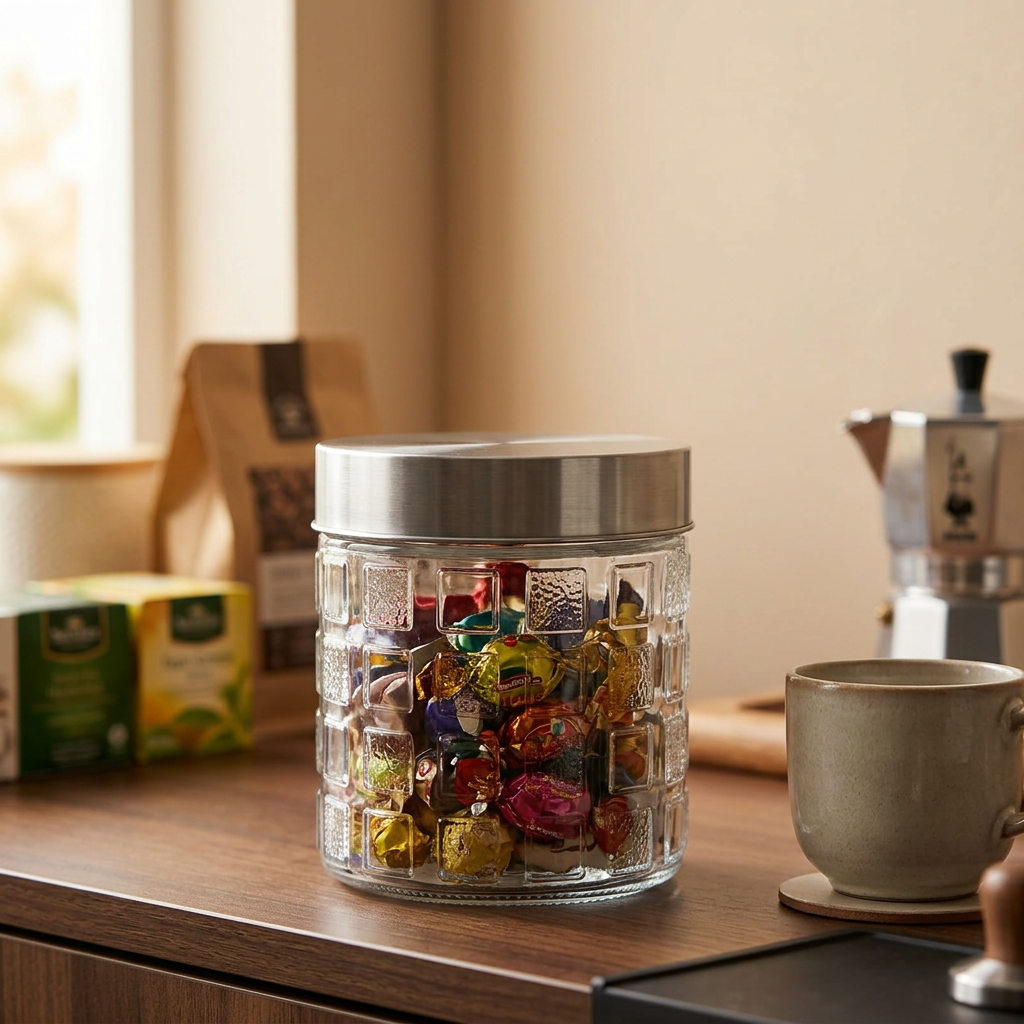 Hamid Glass Jar with Silver Metal Lid – 850ml